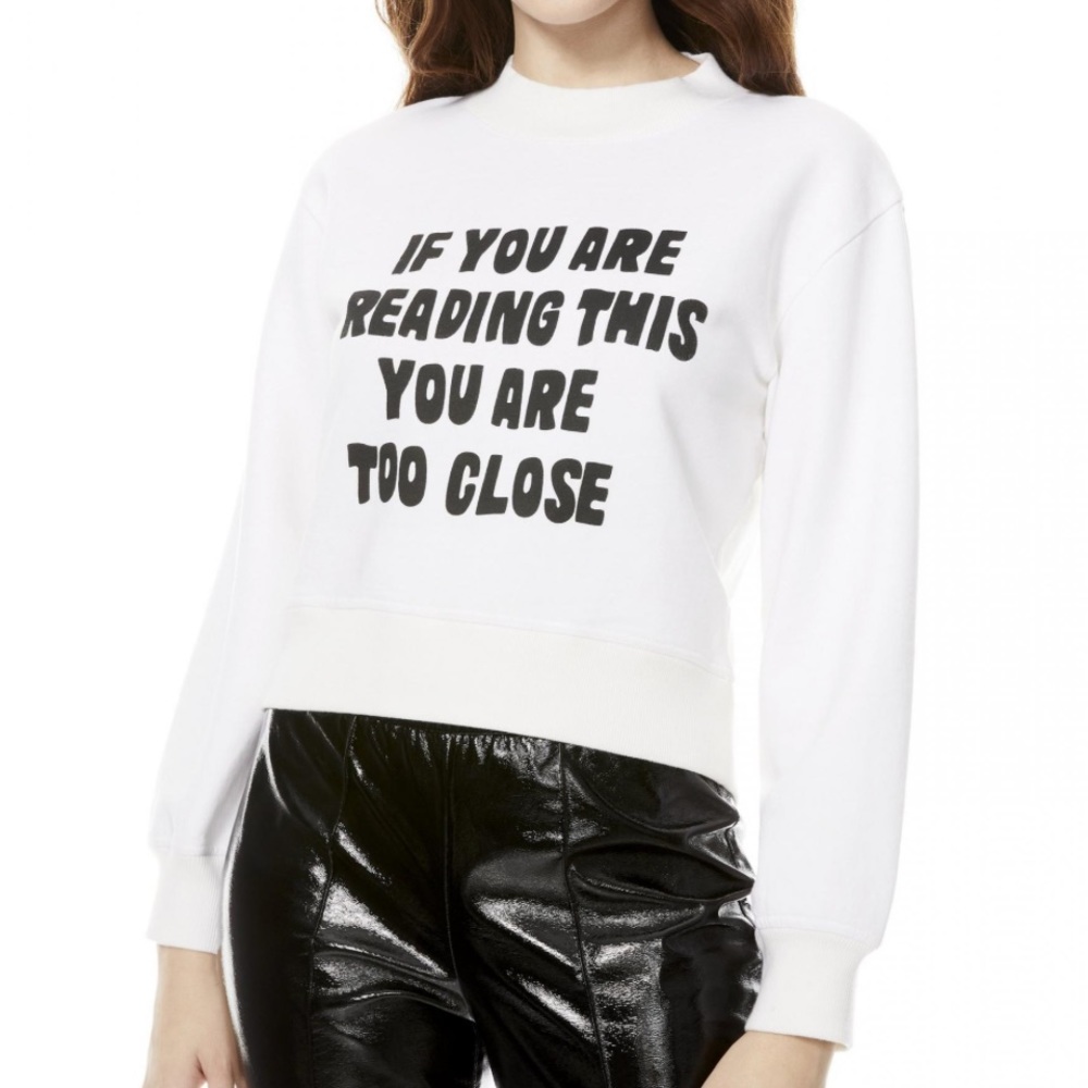 Alice + Olivia White Sweatshirt with Black Text